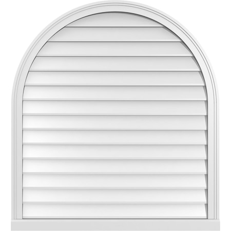 Ekena Millwork Round Top Surface Mount PVC Gable Vent w/ 2"W x 2"P Brickmould Sill Frame, 38"W x 42"H GVPRT38X4203SN